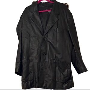 ***Attention riders Men's Classic Black Geunine Leather coat LIKE NEW condition